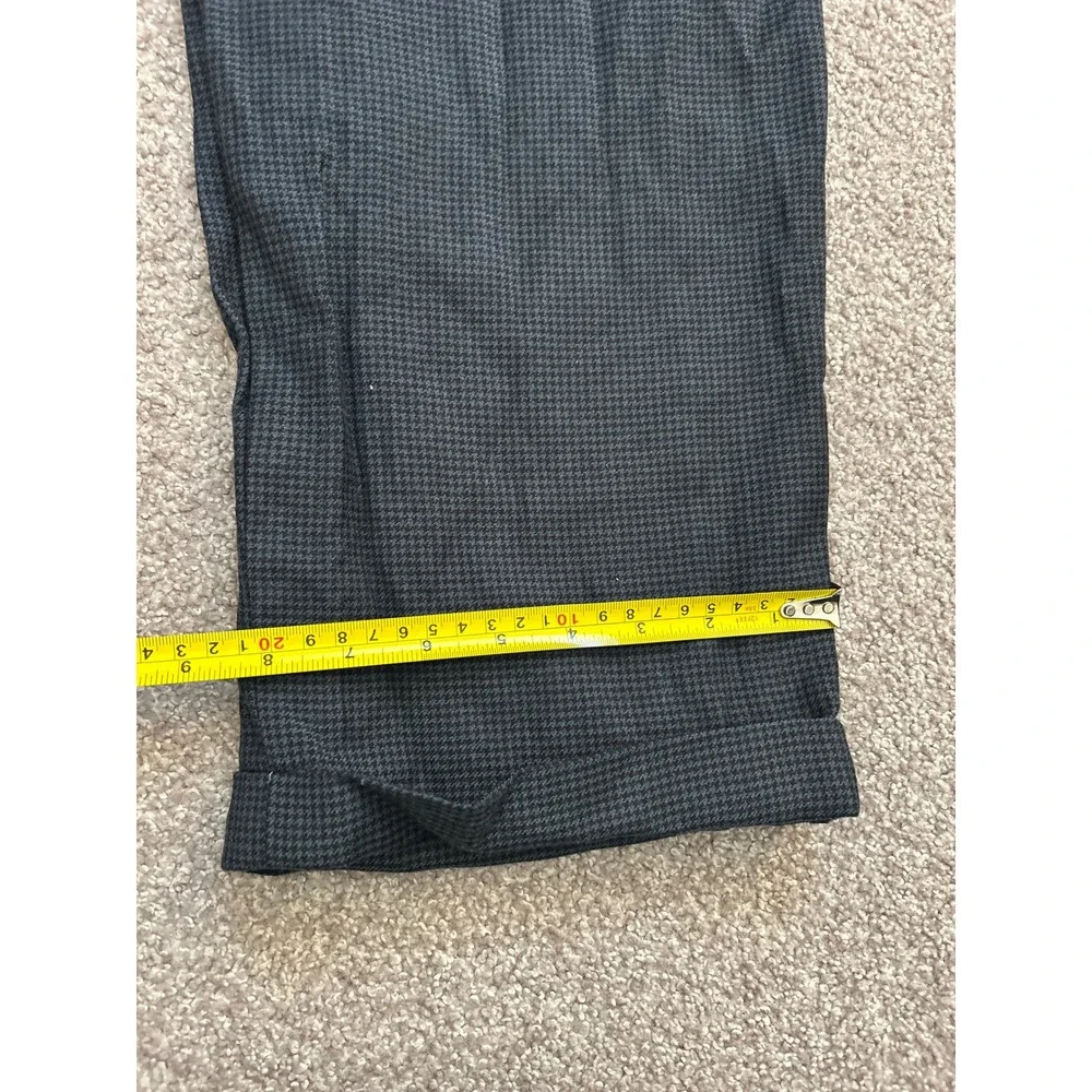 Henry Grethel Dress Pants Mens 36 Grey Wool Pleated Cuffed Houndstooth Excellent